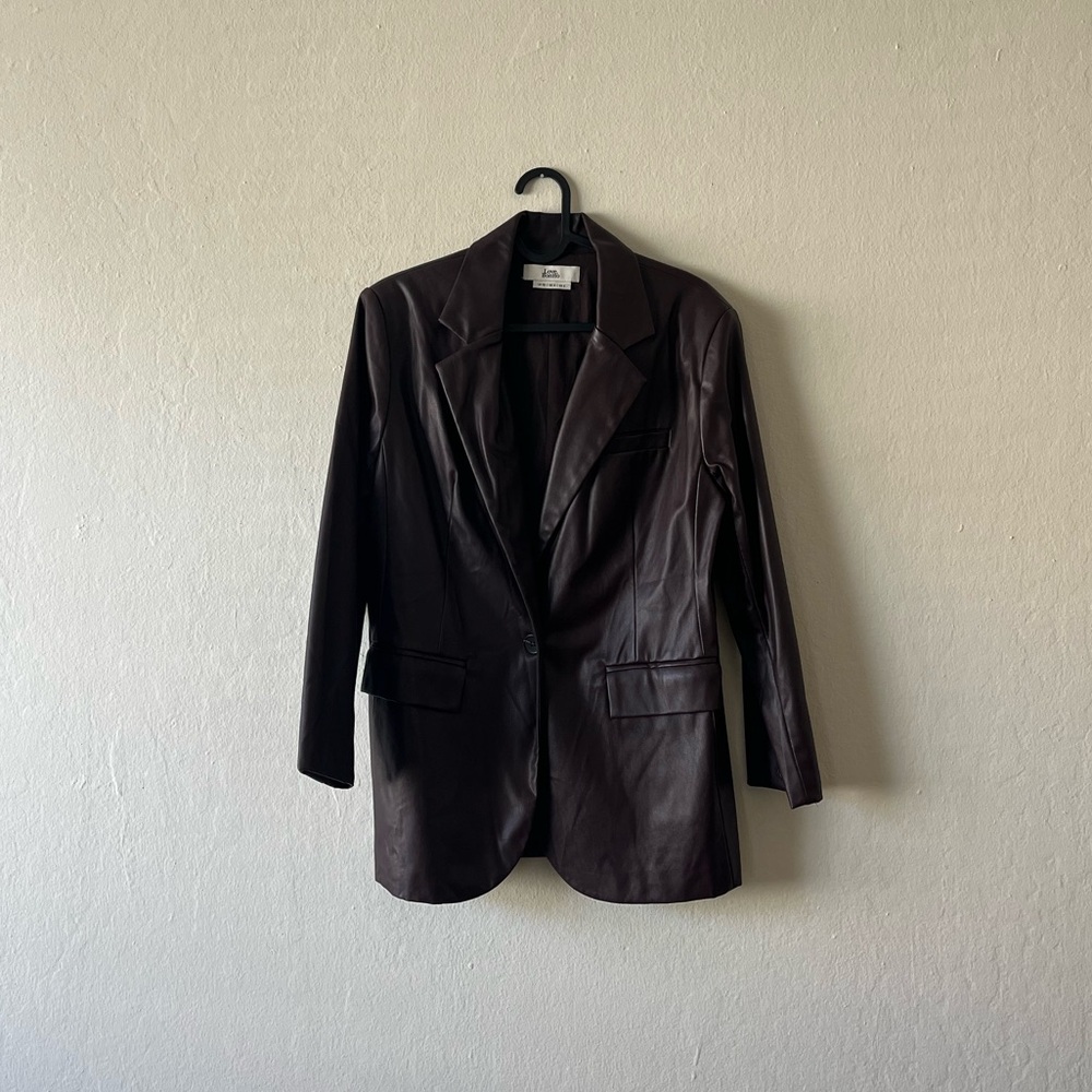 Brown Pleather Women's Blazer